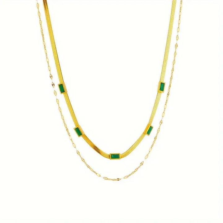 Κολιέ Sorella Gem Διπλής Στρώσης Ρετρό Χρυσό