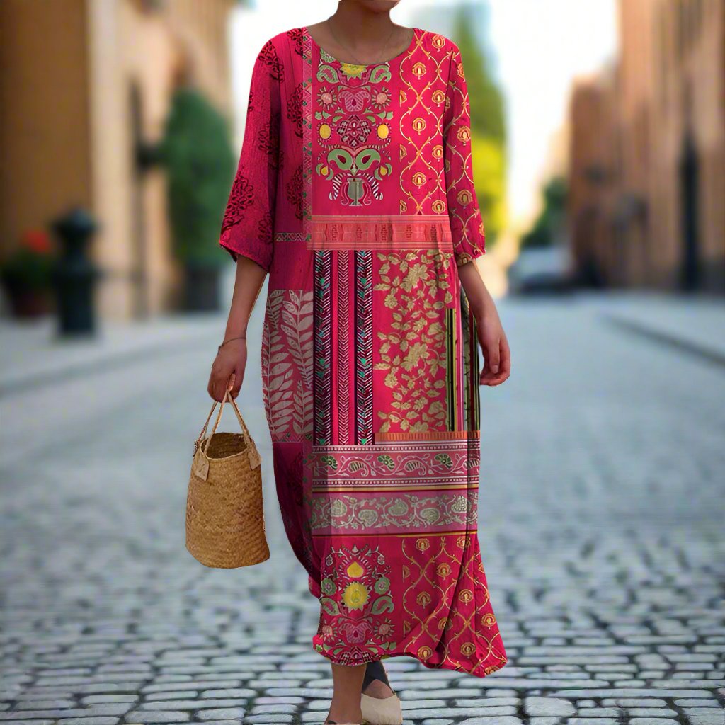 Marlene – Vestido Boho Largo de Corte Amplio