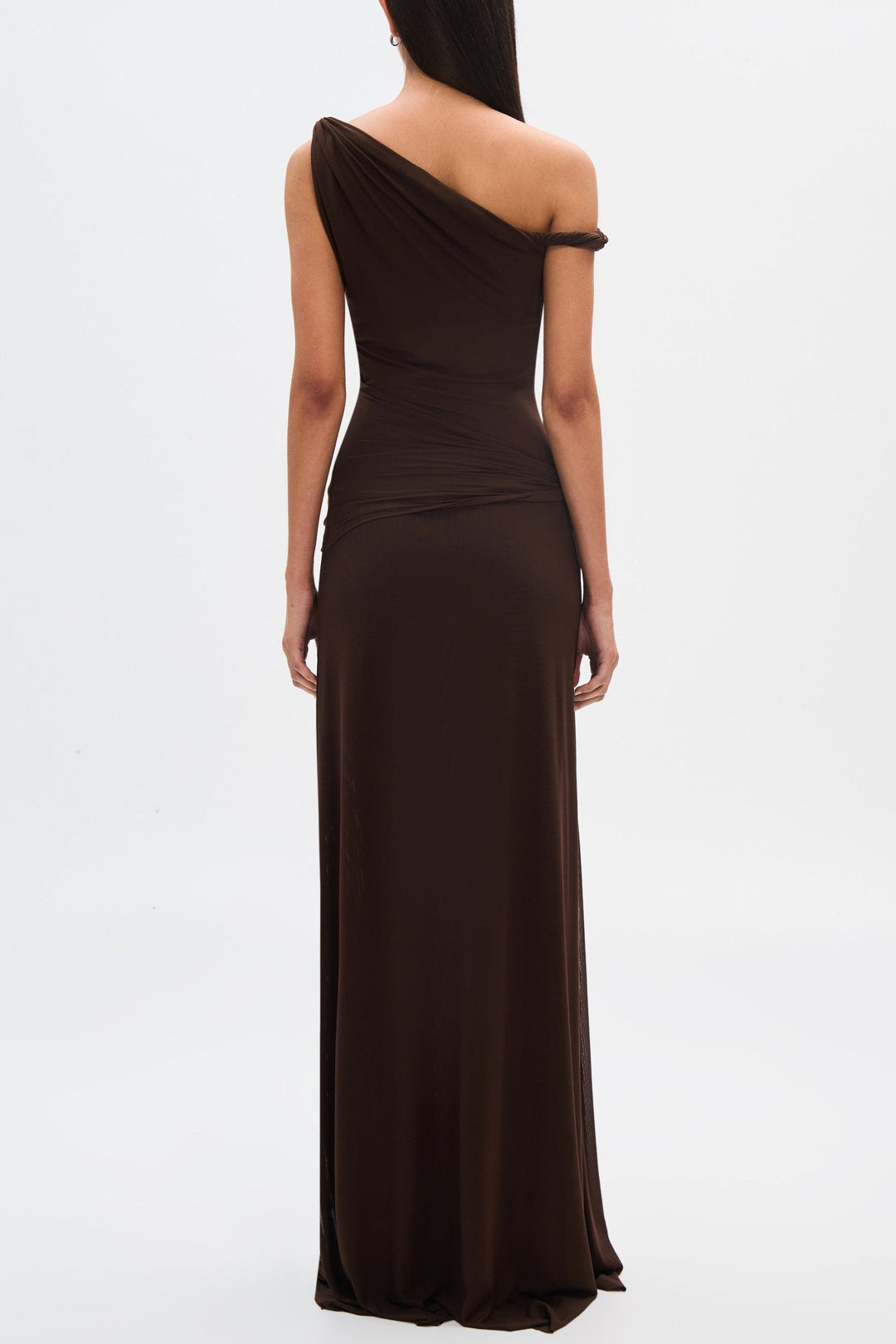 Eranda Vestido Maxi de Malla | Drapada Off-Shoulder