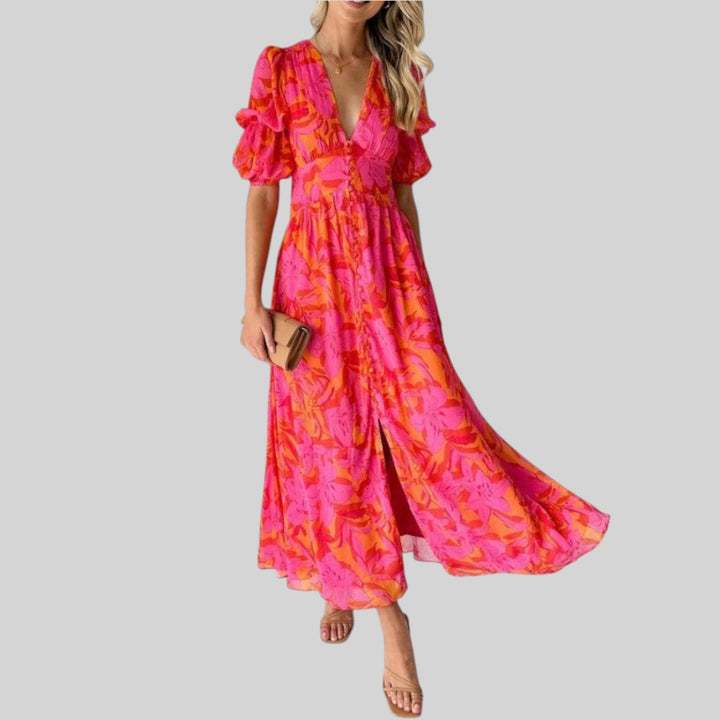 Derana | Vestido maxi rojo-rosado