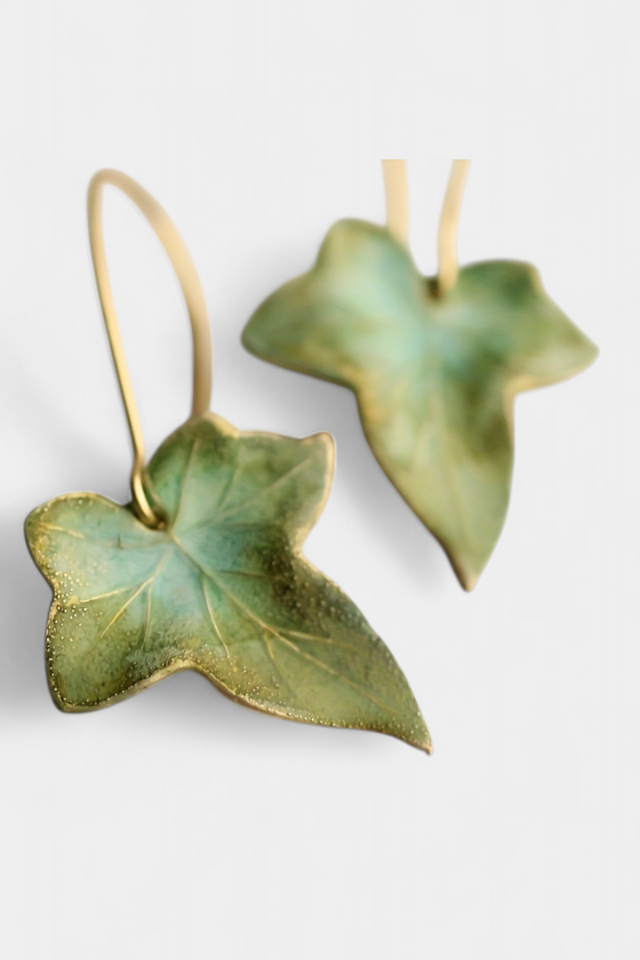 Σκουλαρίκια Vintage Green Leaf
