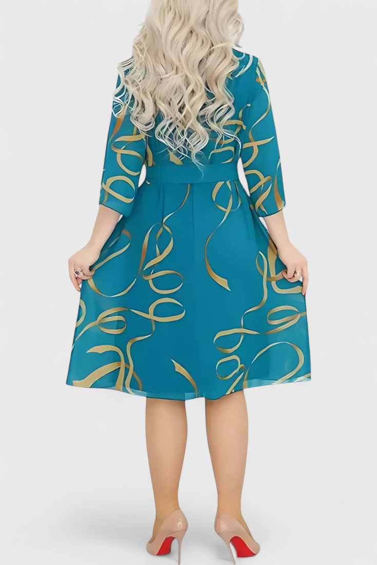 Amelie Midi Dress | Printed with Belt | Versatile Cut