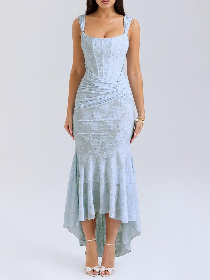 Giulia | Maxi Dress in Blue Floral Campanula