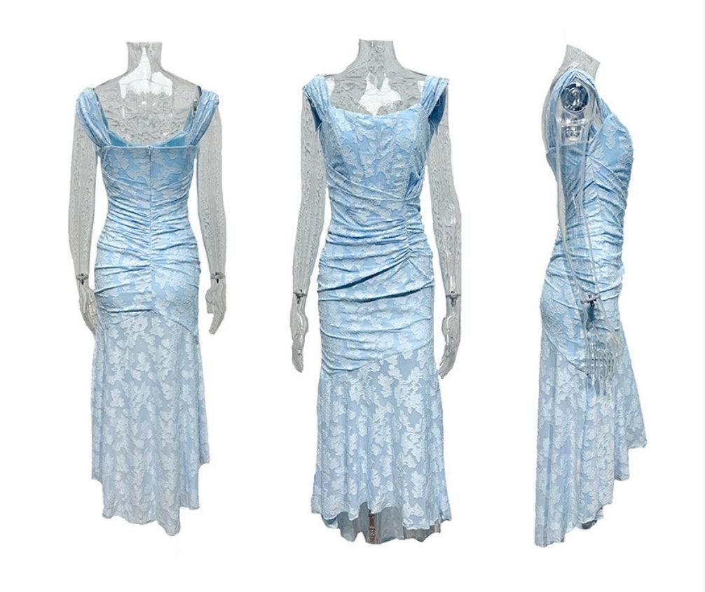 Giulia | Maxi Dress in Blue Floral Campanula