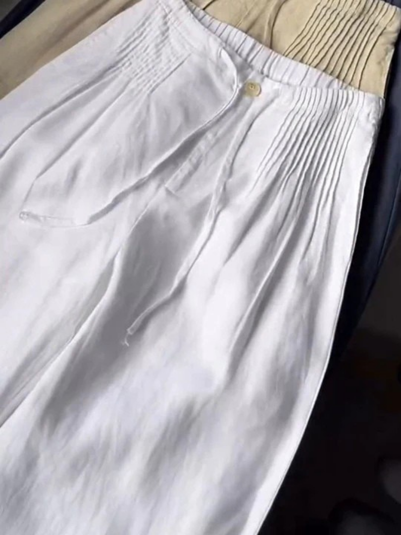 Καμίλ | Παντελόνι με Φαρδιά Πόδια από Μίγμα Βαμβακιού και Λινάρι