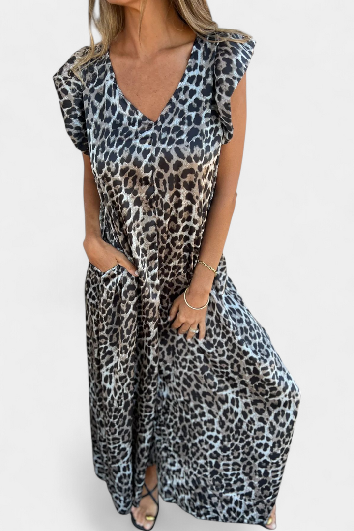 Isela | Ολόσωμη φόρμα Leopard με V λαιμόκοψη