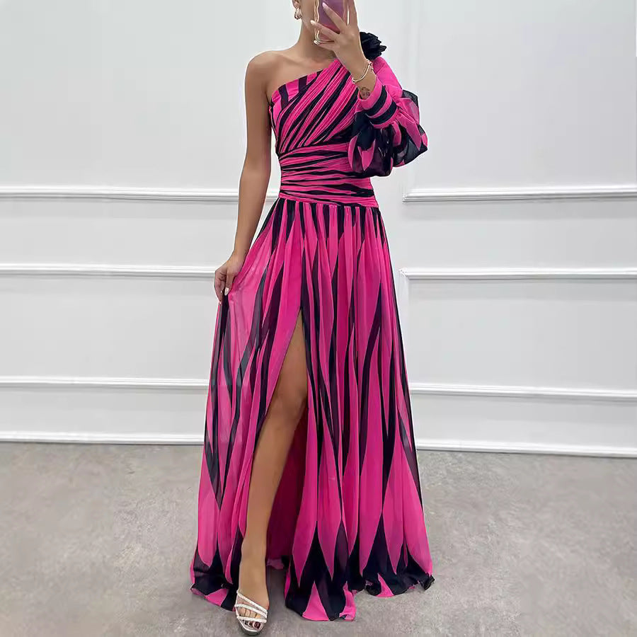 Noralie – Vestido de noche asimétrico con pliegues elegantes