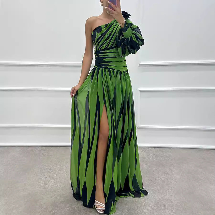 Noralie – Vestido de noche asimétrico con pliegues elegantes