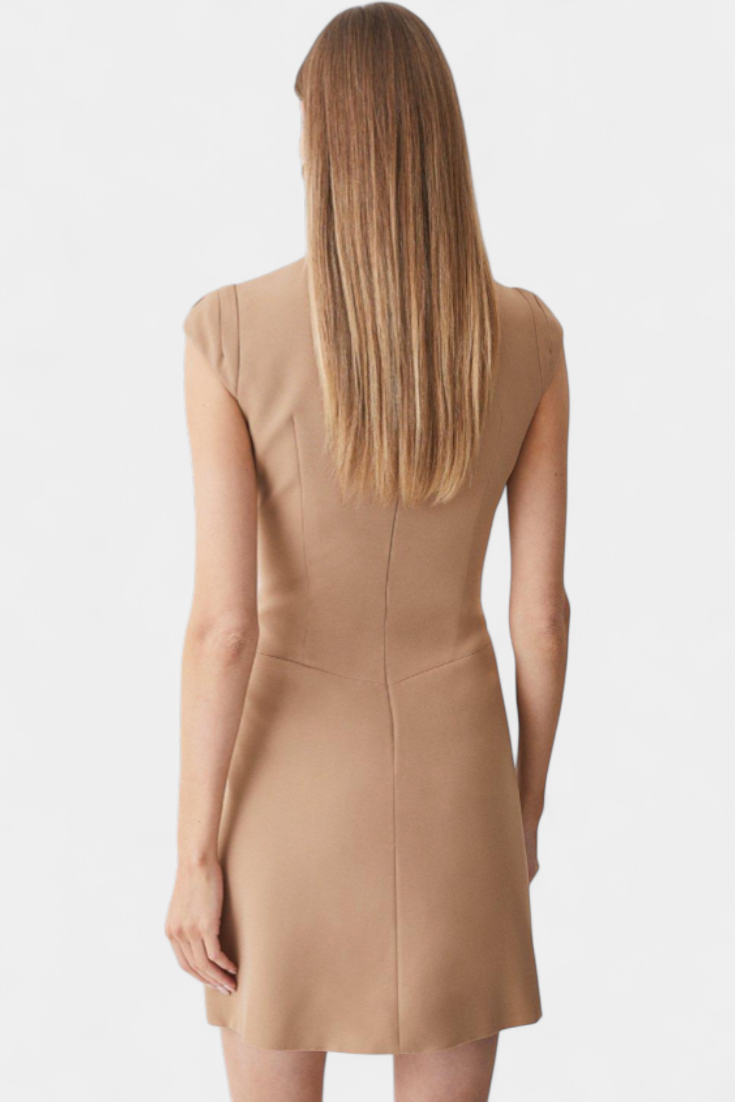 Karen Vestido Mini | Cuello Alto | Detalle Plisado