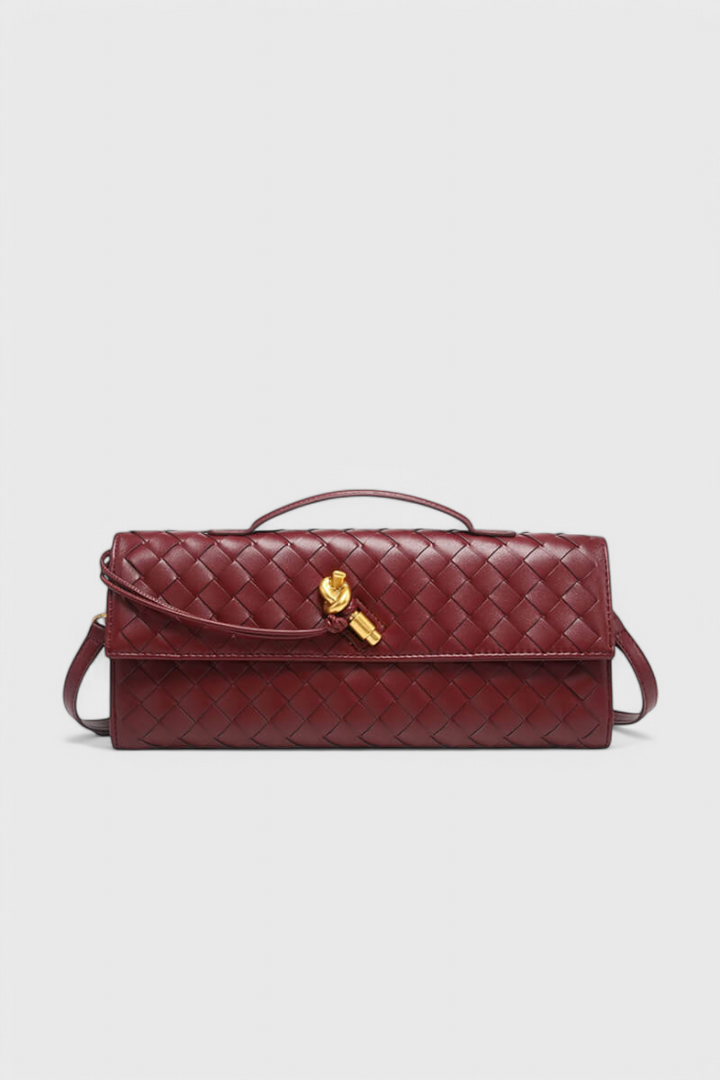 Τσάντα Clutch Melanie με Λεπτομέρεια Χρυσού Κόμπου