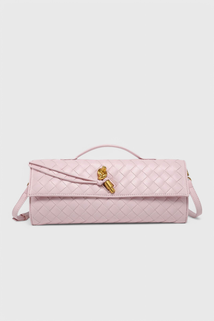 Τσάντα Clutch Melanie με Λεπτομέρεια Χρυσού Κόμπου