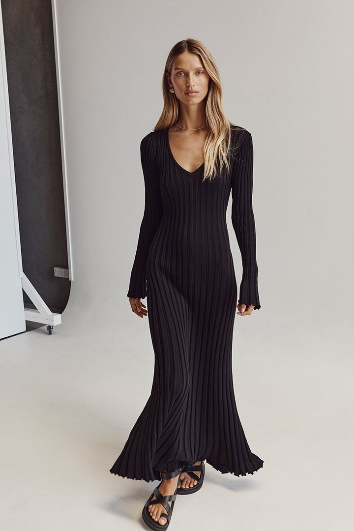 Darla | Vestido de Punto Acanalado con Cinturón