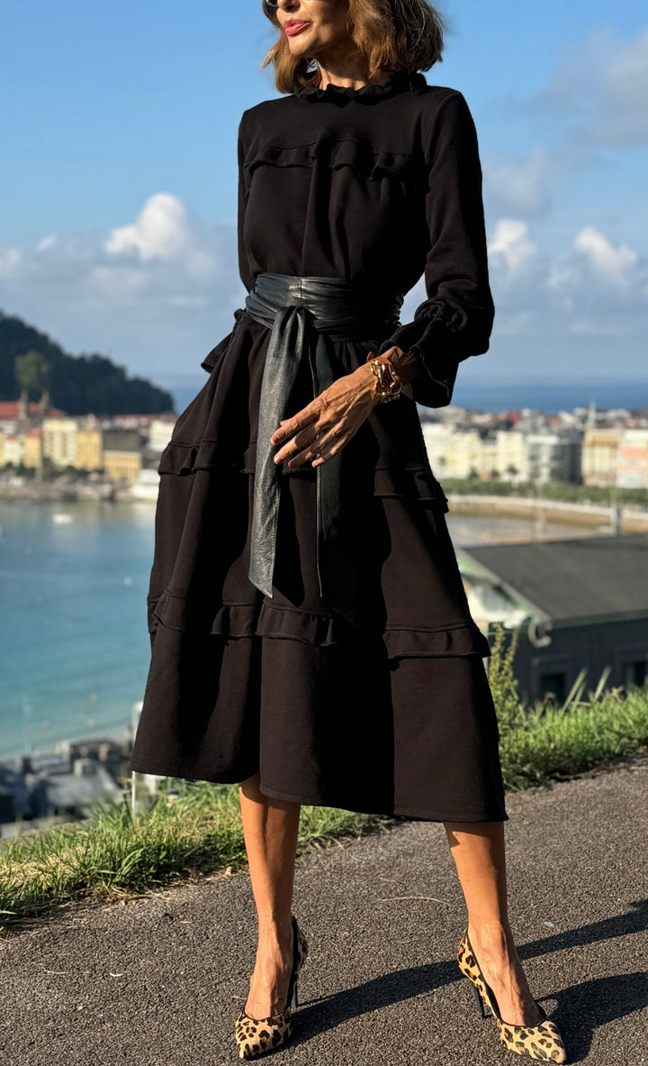 Jada Vestido Sudadera con Volantes | Silueta Casual-Chic