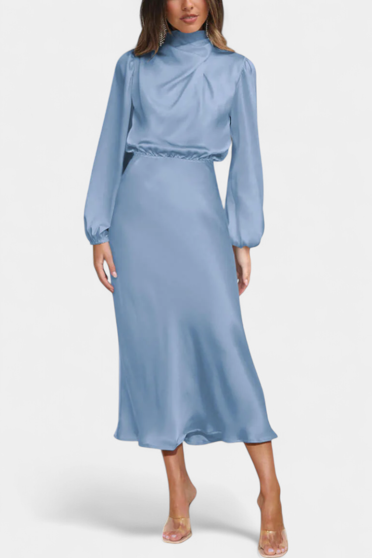 Cecila Vestido Maxi | Cuello Alto | Detalle Floral