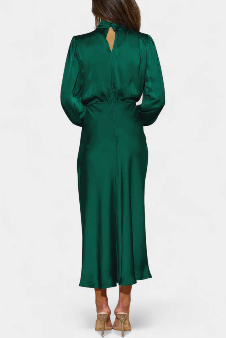 Cecila Vestido Maxi | Cuello Alto | Detalle Floral