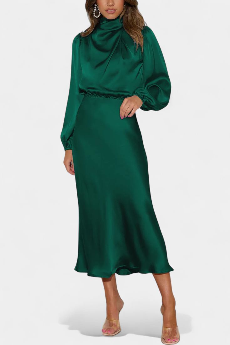 Cecila Vestido Maxi | Cuello Alto | Detalle Floral