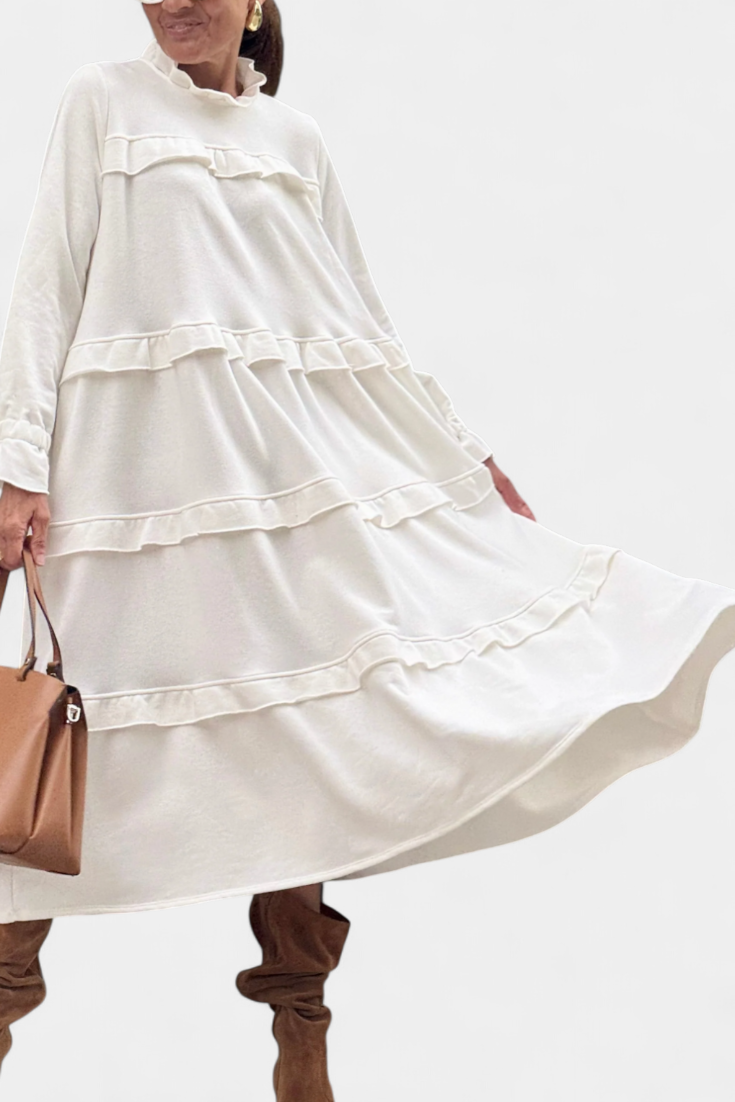 Jada Vestido Sudadera con Volantes | Silueta Casual-Chic