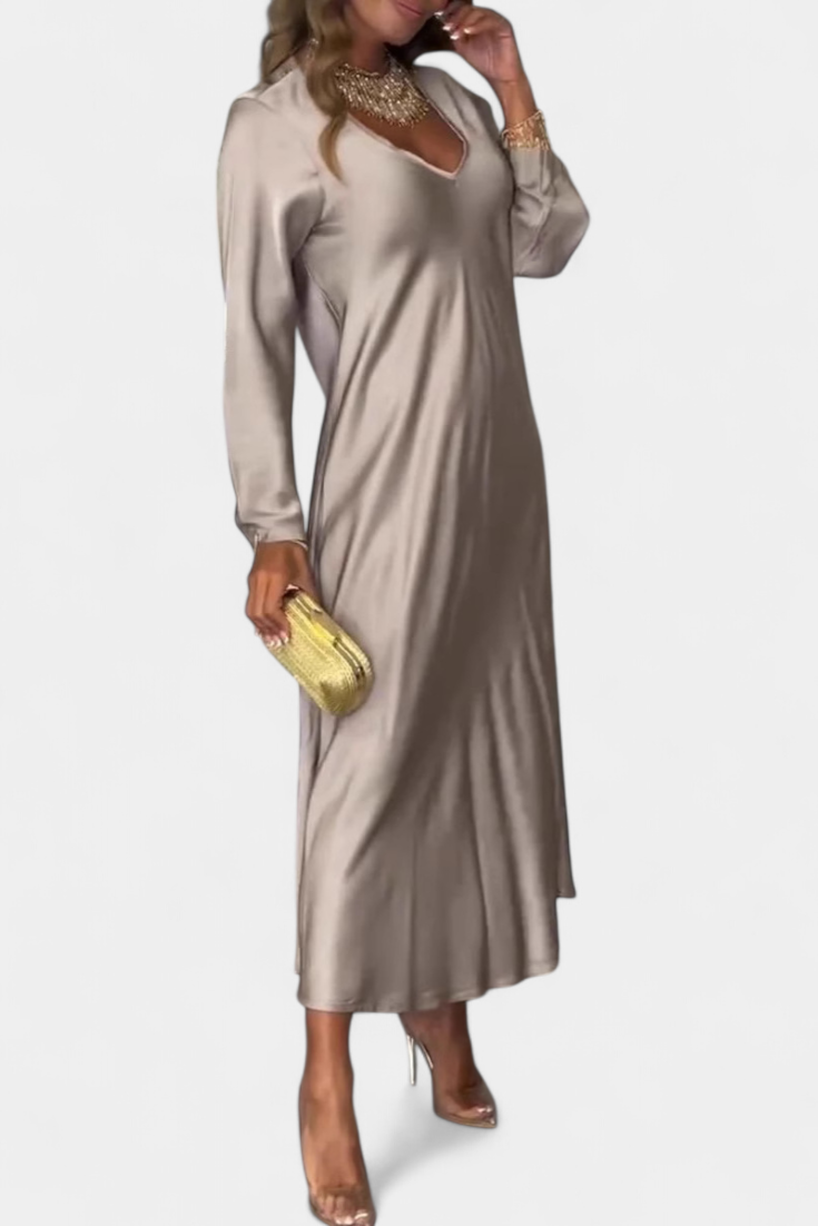 Riva Vestido Fluido | Escote en V | Mangas Largas