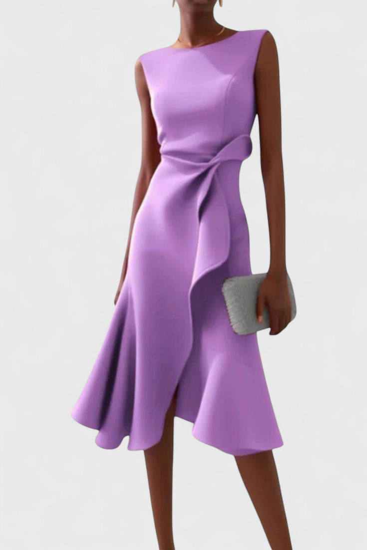 Claudia Vestido Midi Asimétrico | Drapeado Elegante