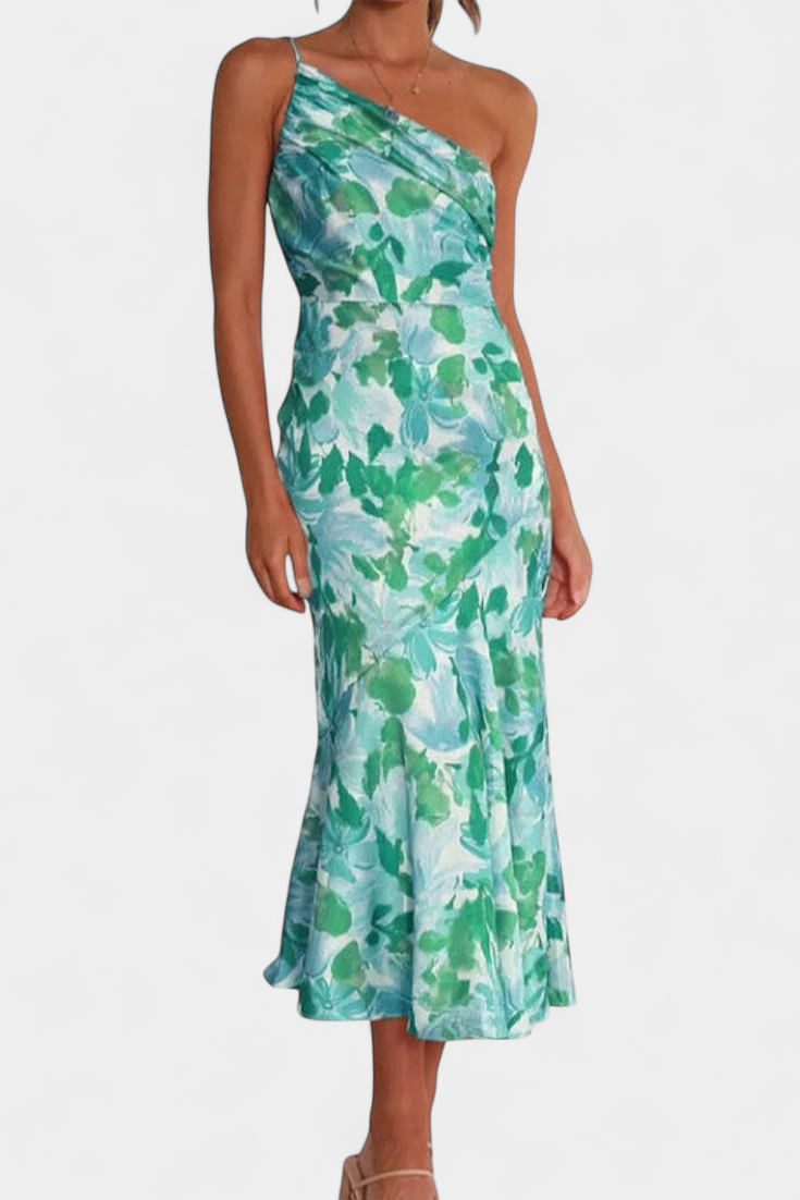 Reya Vestido Asimétrico de Un Hombro | Estampado Floral