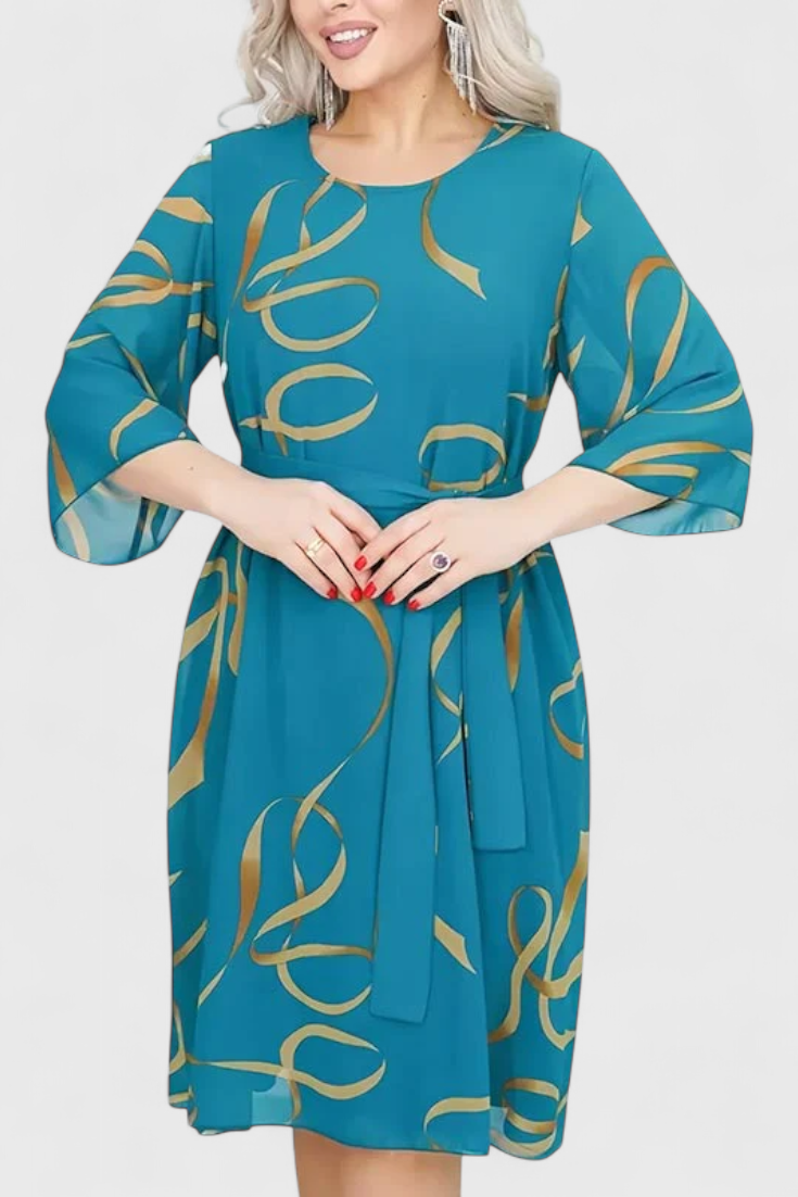 Amelie Midi Dress | Printed with Belt | Versatile Cut