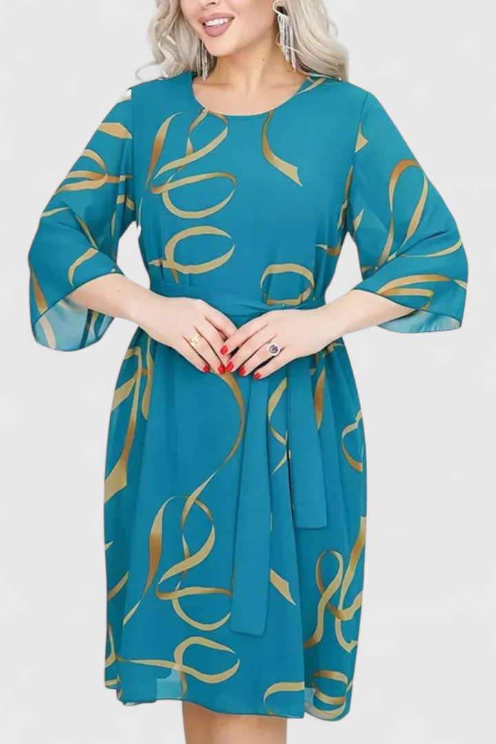 Amelie Midi Dress | Printed with Belt | Versatile Cut