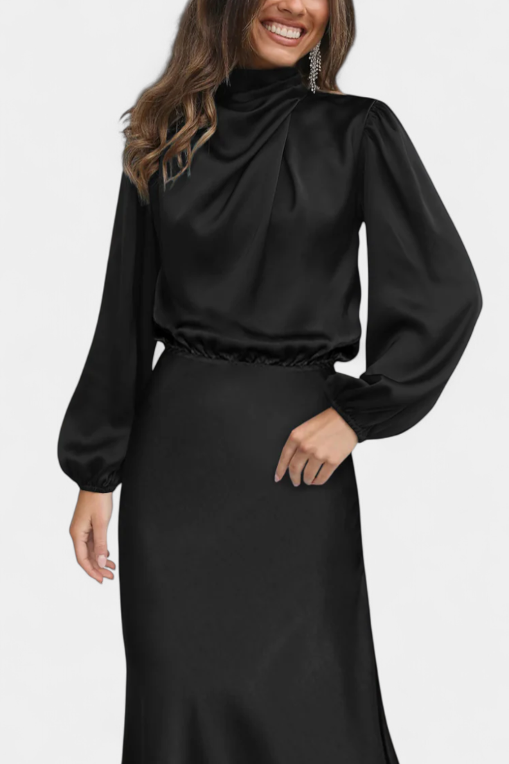 Cecila Vestido Maxi | Cuello Alto | Detalle Floral