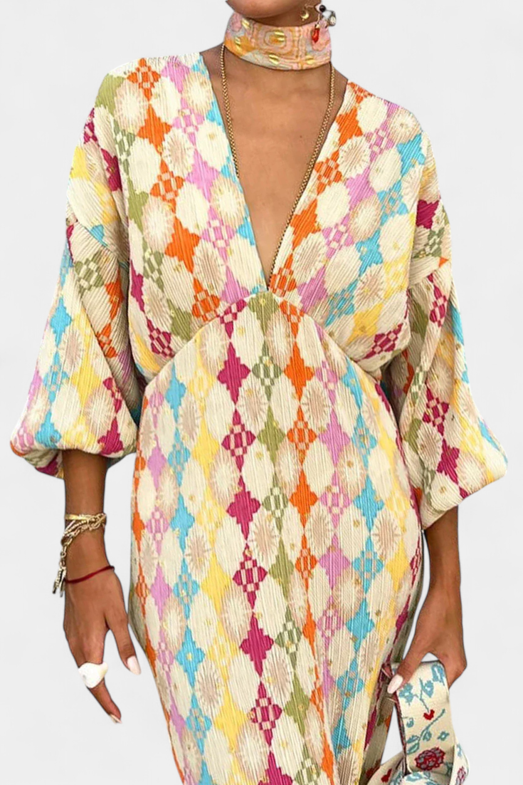 Shanice | Vestido Maxi con Estampado Geométrico