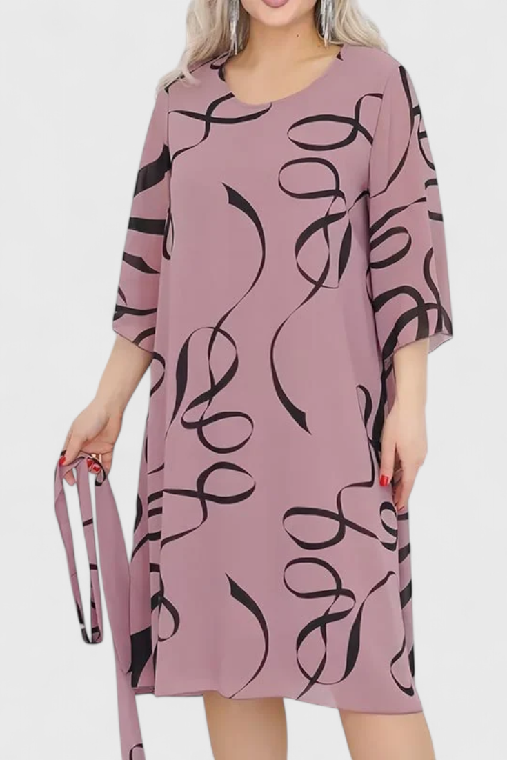 Amelie Midi Dress | Printed with Belt | Versatile Cut