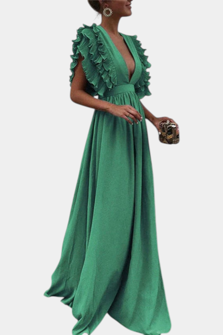 Lucera | Vestido Maxi Elegante con Mangas Volantes