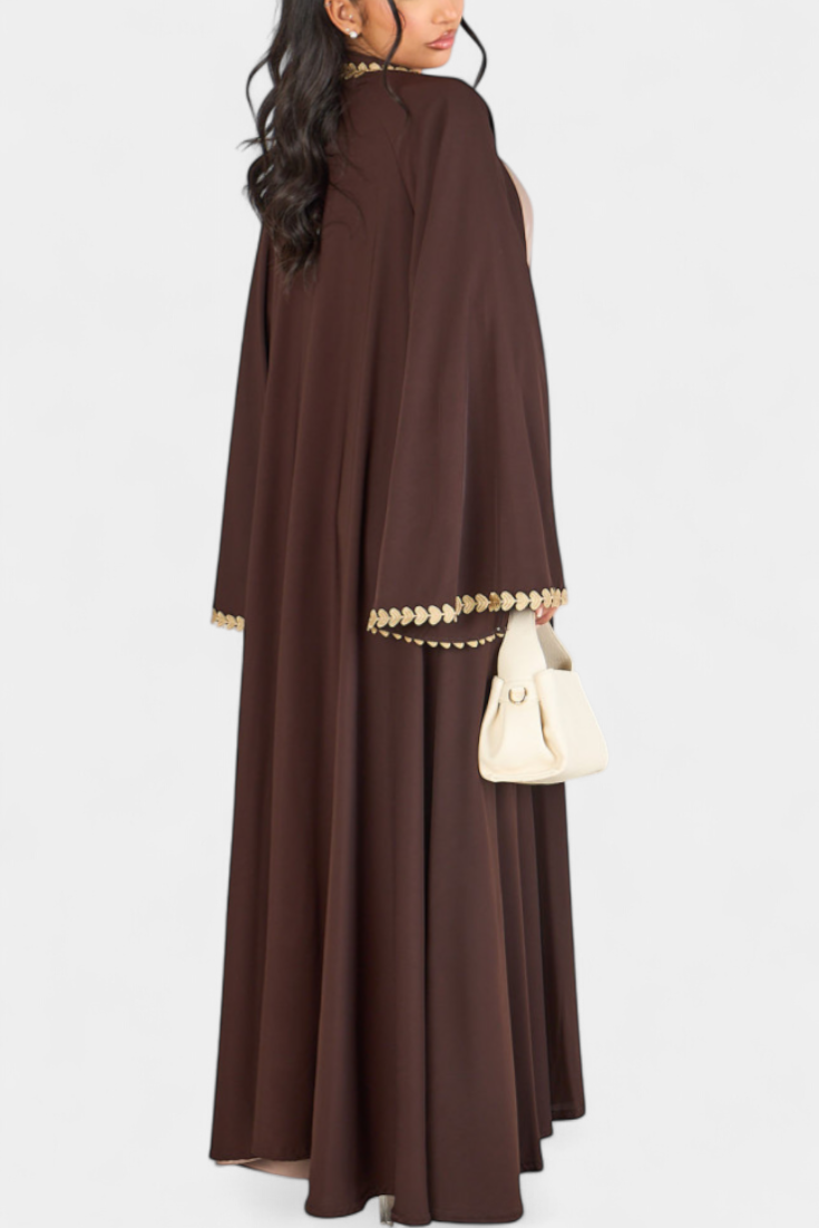 Ginebra Abaya Fluida | Bordado Dorado