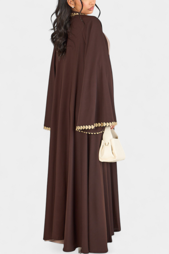 Ginebra Abaya Fluida | Bordado Dorado