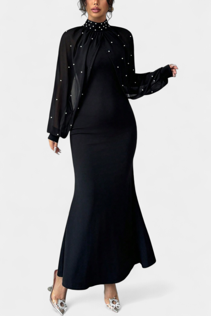 Atenea | Vestido Halter de Malla con Mostacillas