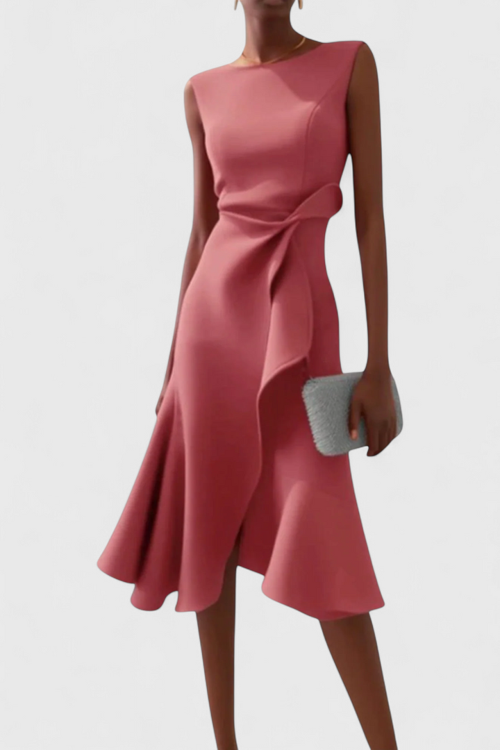 Claudia Vestido Midi Asimétrico | Drapeado Elegante