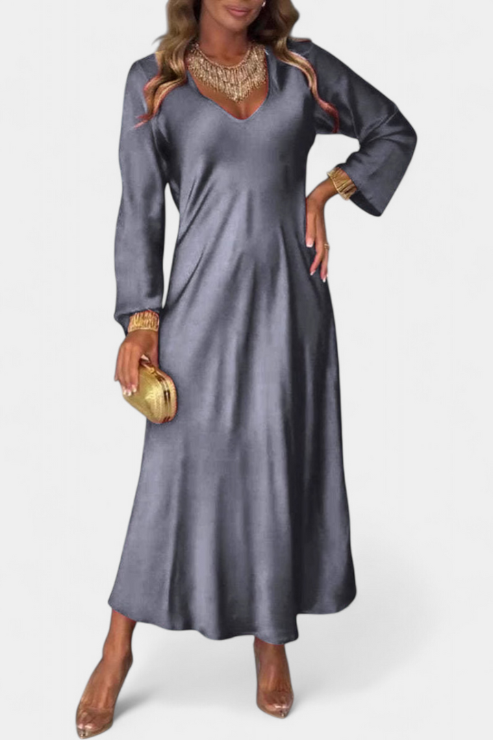 Riva Vestido Fluido | Escote en V | Mangas Largas