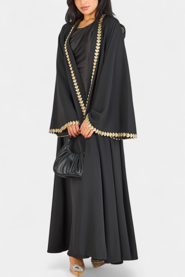 Ginebra Abaya Fluida | Bordado Dorado