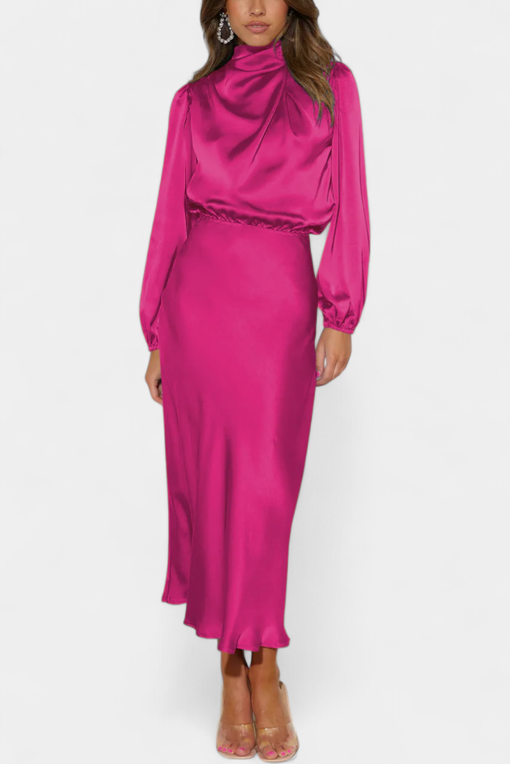 Cecila Vestido Maxi | Cuello Alto | Detalle Floral