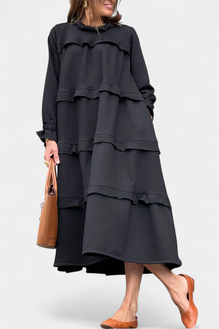 Jada Vestido Sudadera con Volantes | Silueta Casual-Chic