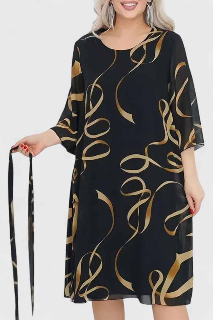 Amelie Midi Dress | Printed with Belt | Versatile Cut