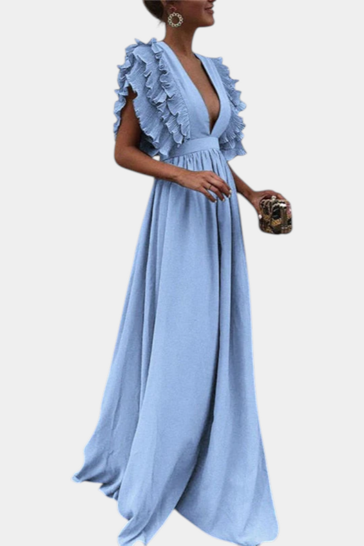 Lucera | Vestido Maxi Elegante con Mangas Volantes