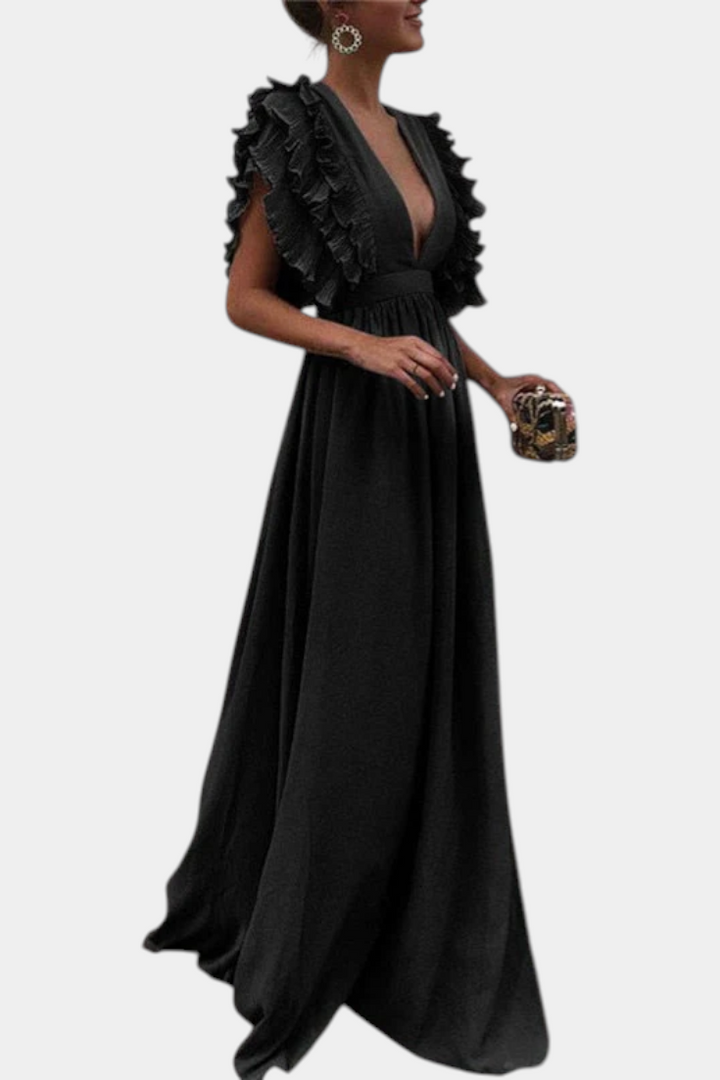 Lucera | Vestido Maxi Elegante con Mangas Volantes