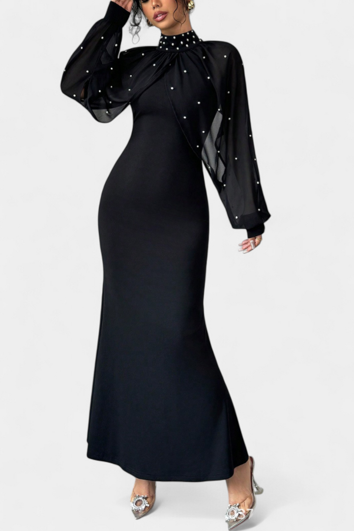 Atenea | Vestido Halter de Malla con Mostacillas