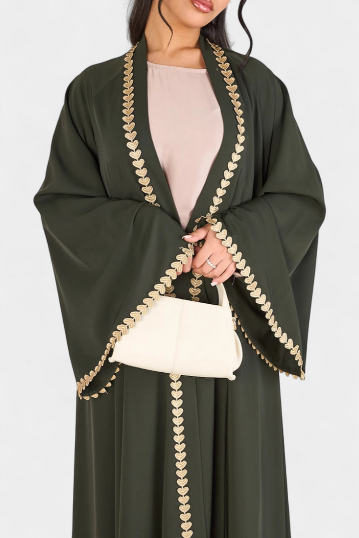 Ginebra Abaya Fluida | Bordado Dorado
