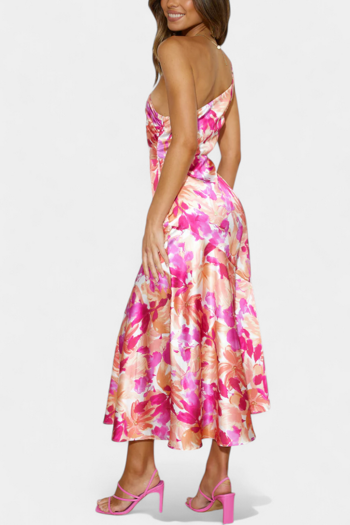 Reya Vestido Asimétrico de Un Hombro | Estampado Floral