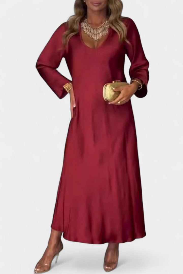 Riva Vestido Fluido | Escote en V | Mangas Largas