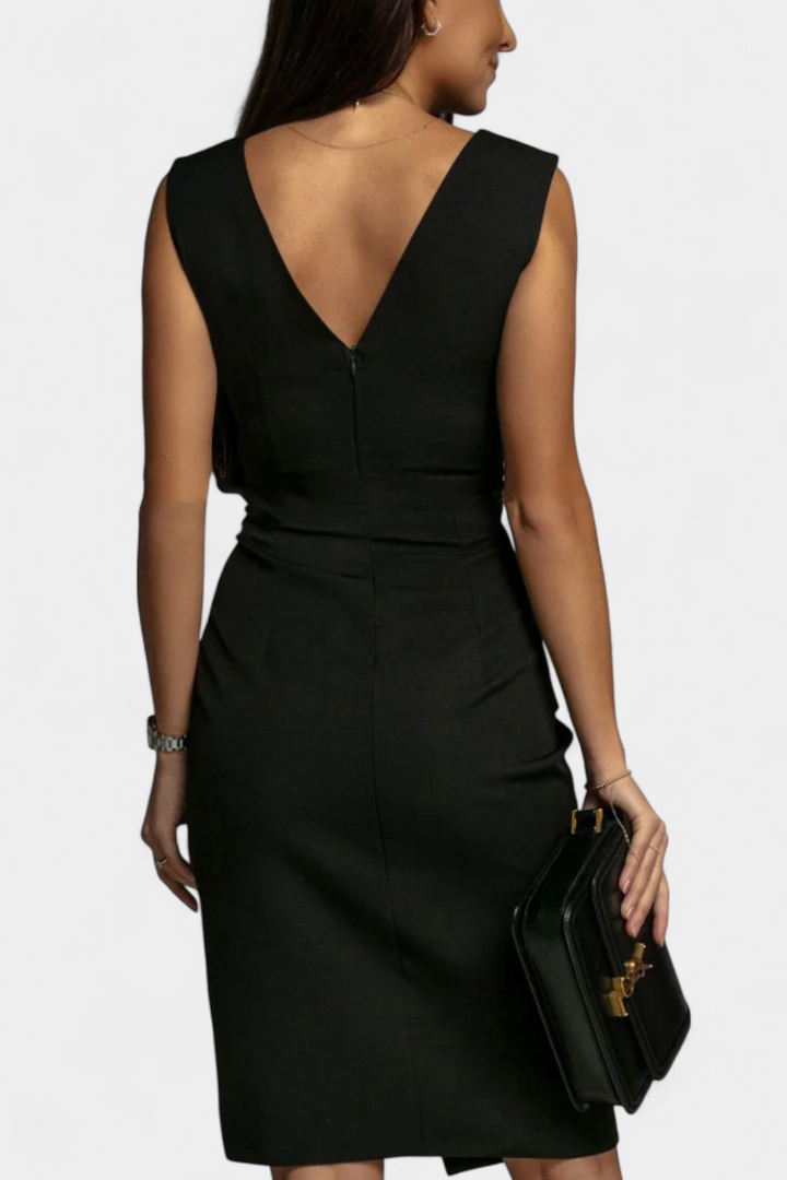 Rosanna Vestido Ceñido Elegante con Escote en V | Abertura Lateral