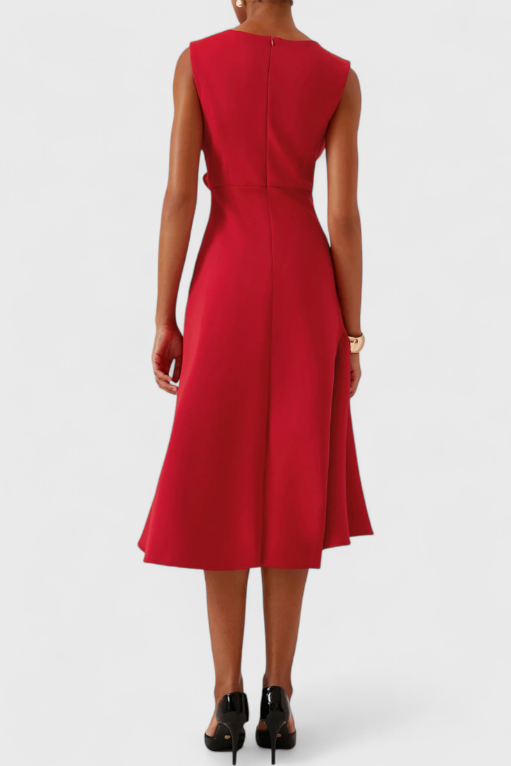 Claudia Vestido Midi Asimétrico | Drapeado Elegante