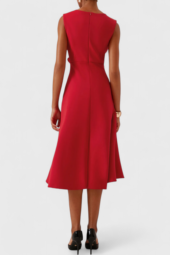 Claudia Vestido Midi Asimétrico | Drapeado Elegante