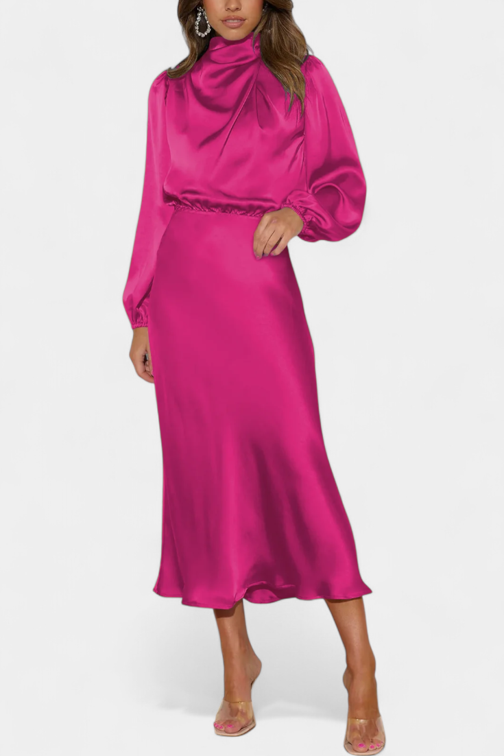 Cecila Vestido Maxi | Cuello Alto | Detalle Floral