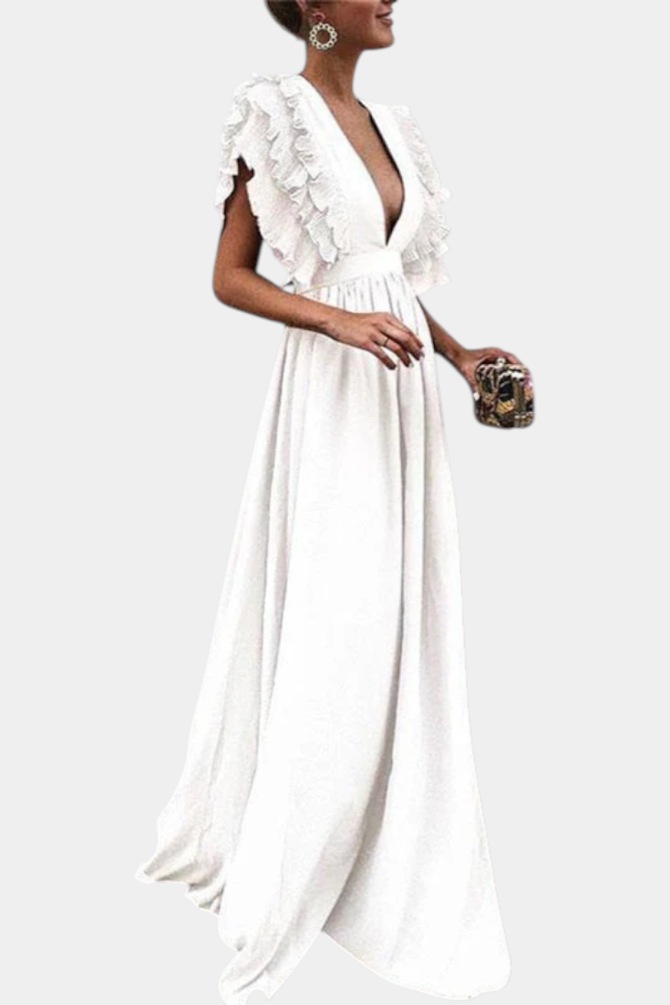 Lucera | Vestido Maxi Elegante con Mangas Volantes